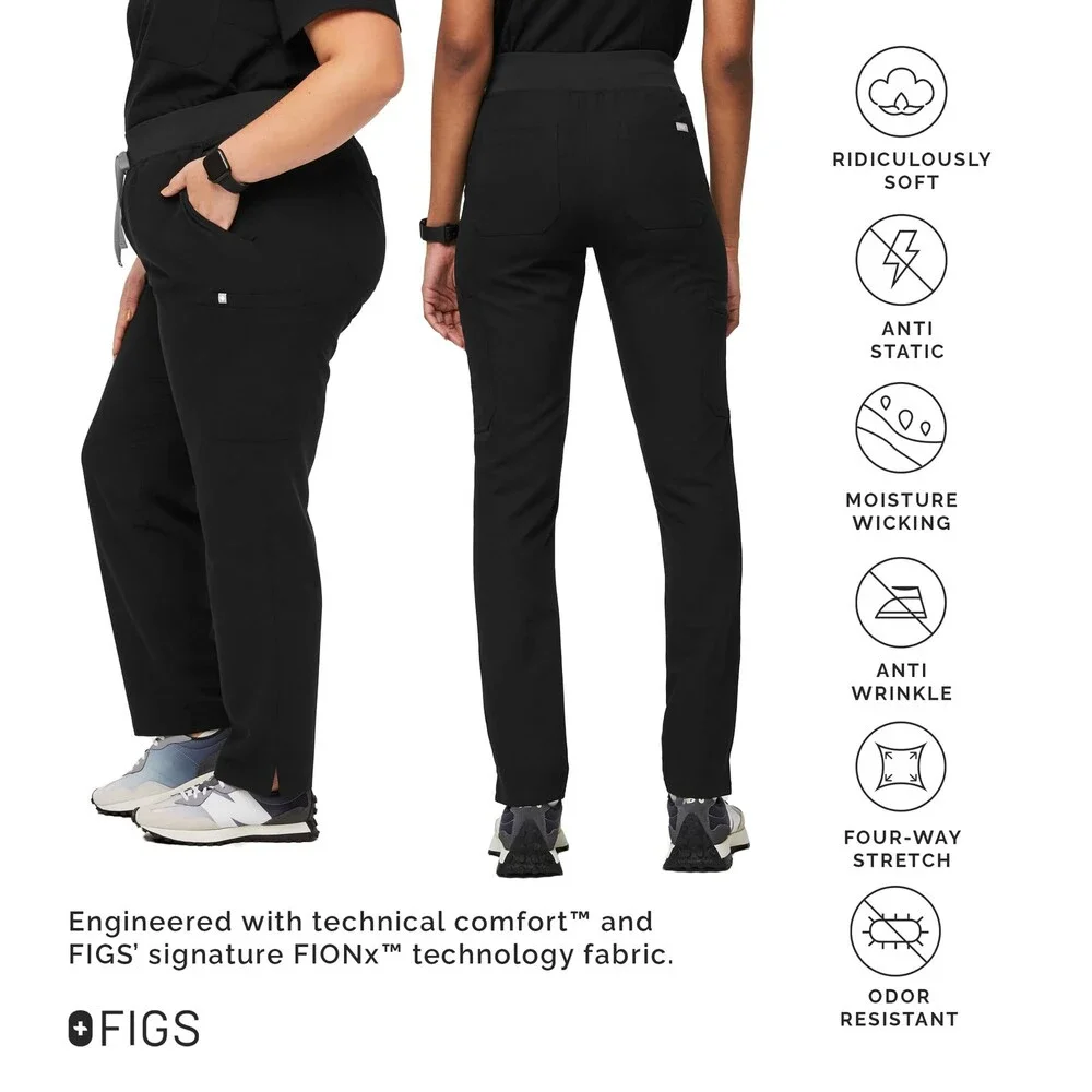 FIGS Women's Black YOLA High Waisted Skinny Scrub Pants Petite PETITE, SMALL